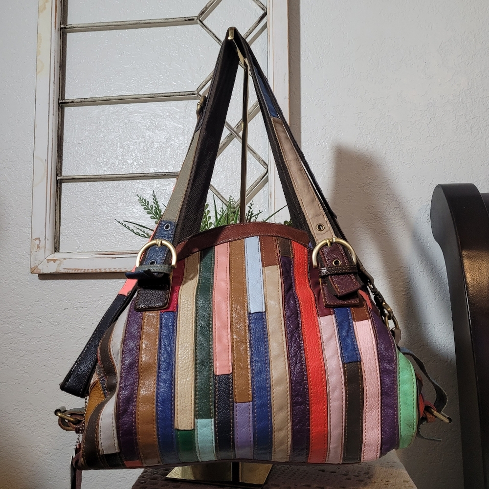 Ameri Leather Everly Multicolored Stripe Patchwor… - image 13